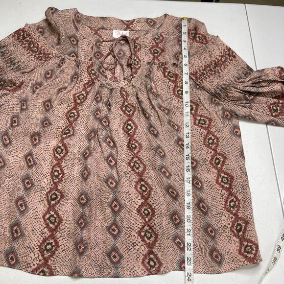 Parker 100% Silk Pleated Balloon Sleeve Peasant Blouse Women's XS Snakeskin - Picture 9 of 10